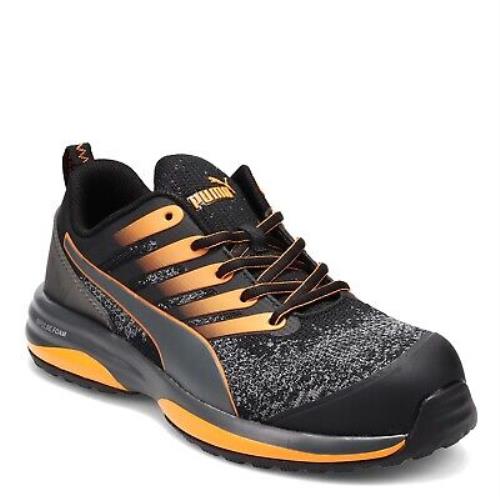 Men`s Puma Charge Low Work Shoe 644555 Black Orange Fabric Synthetic