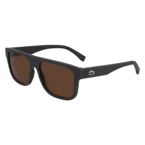 Lacoste L6001S Sunglasses Men Khaki Irregular 56mm