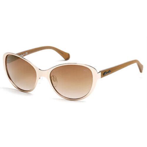 Kenneth Cole KC7182/32G Gold Cat Eye Brown Mirror 56-18-135mm Women`s Sunglasses