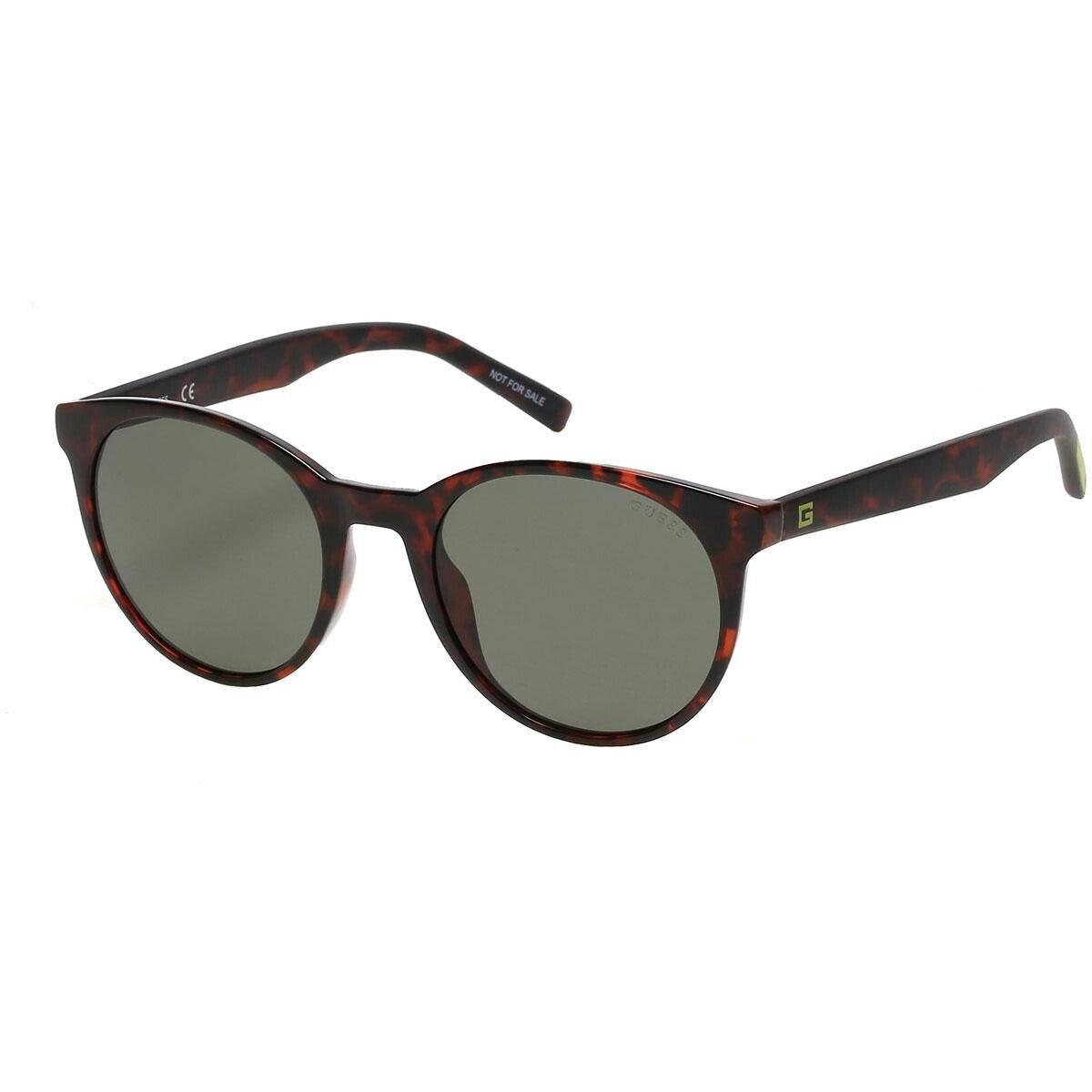 Guess GU0023 52N Dark Havana Round Green Tinted 52-20-145mm Men`s Sunglasses