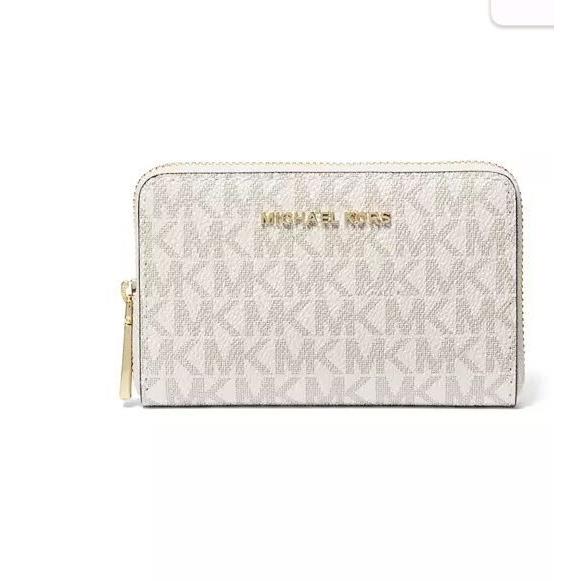 W Tags Box Michael Kors Small Card Case Wallet Vanilla Cream Zip Around