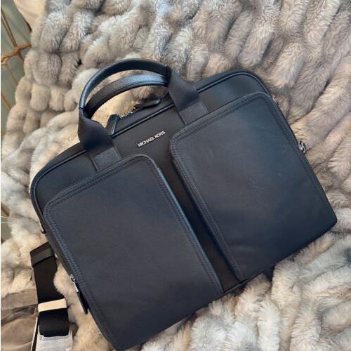 Michael Kors Kent Nylon Recycle Canvas Briefcase Computer Work Bag Black