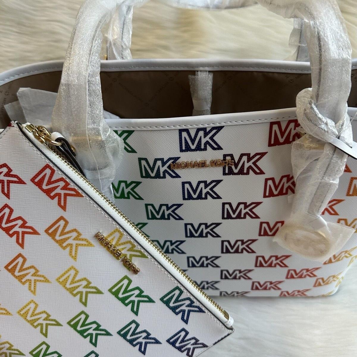 Michael Kors Medium Carryall Tote Handbag Purse Bag + Clutch Wristlet Wallet