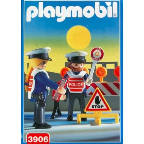 Playmobil 3906 Police Traffic Cops Officers Signs Figures Road Construction
