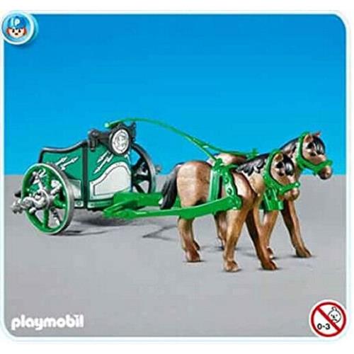 Playmobil 7926 Roman Chariot 2 Brown Horse Green Gladiator Add-on