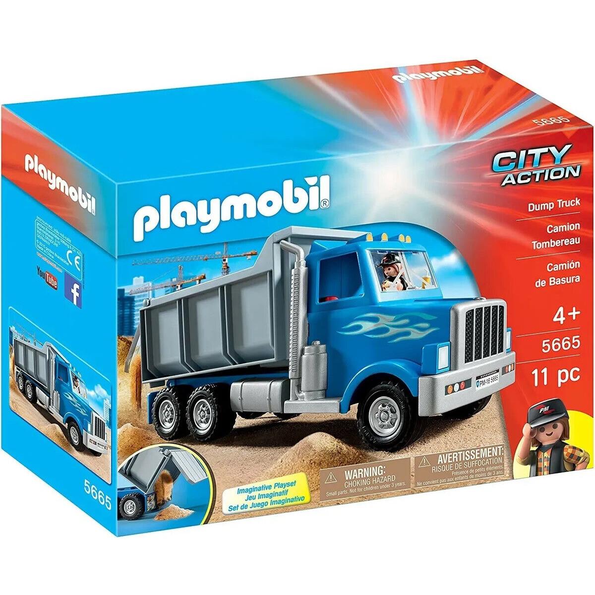 Playmobil 5665 City Action Blue Dump Truck Construction Vehicle