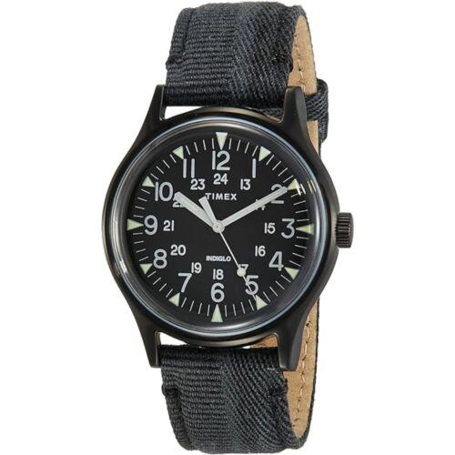 Timex Men`s Watch MK1 Quartz Black Stainless Steel Case Fabric Strap TW2R68200 - Face: Black, Dial: Black, Band: Black