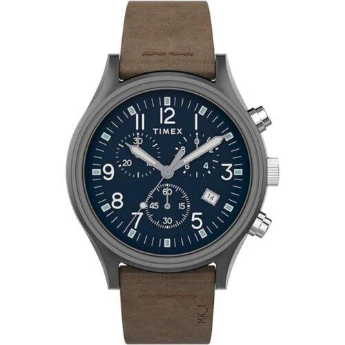 Timex Men`s Watch MK1 Blue Dial Leather Strap Quartz TW2T68200