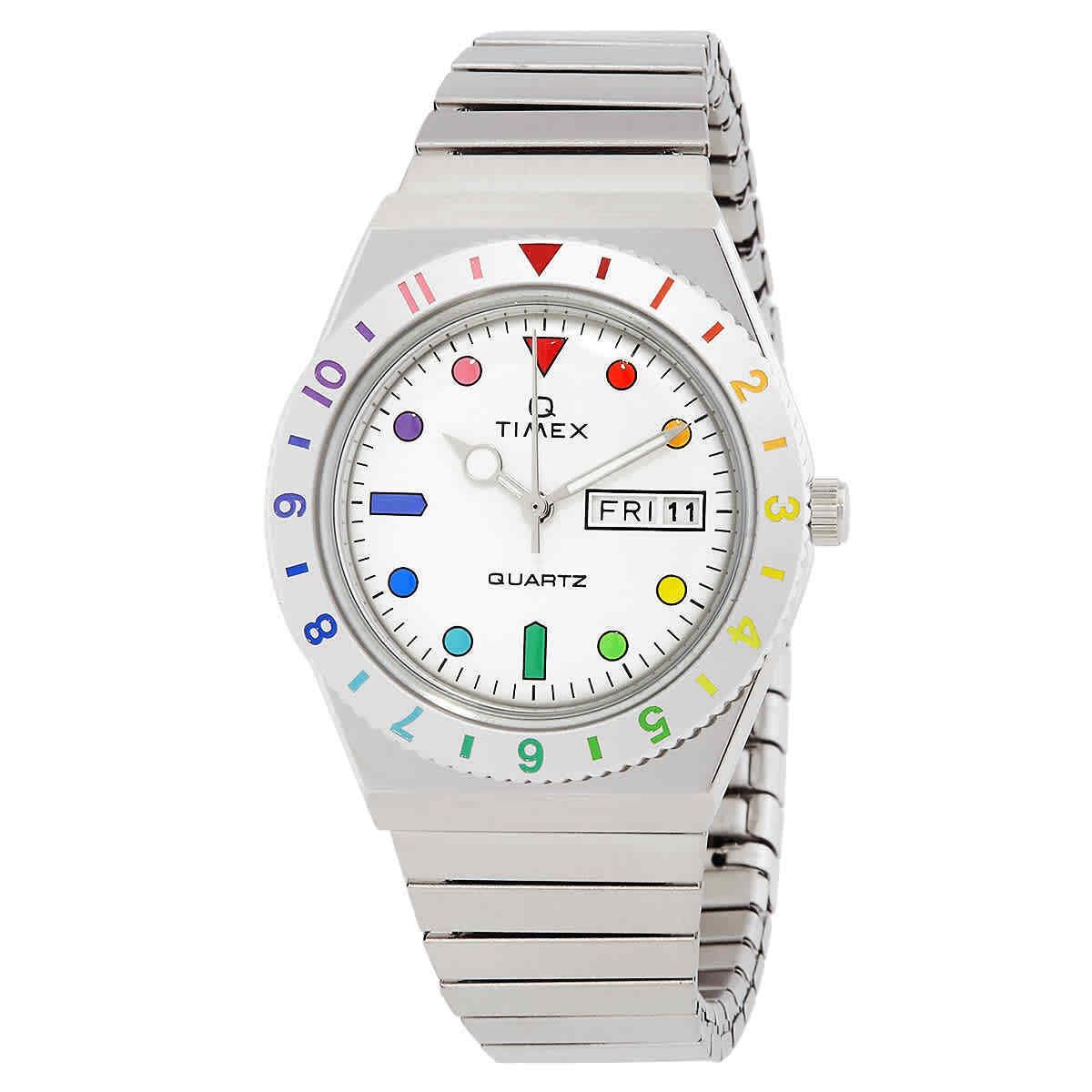Timex Q Rainbow Quartz Silver Dial Expansion Band Ladies Watch TW2V66000