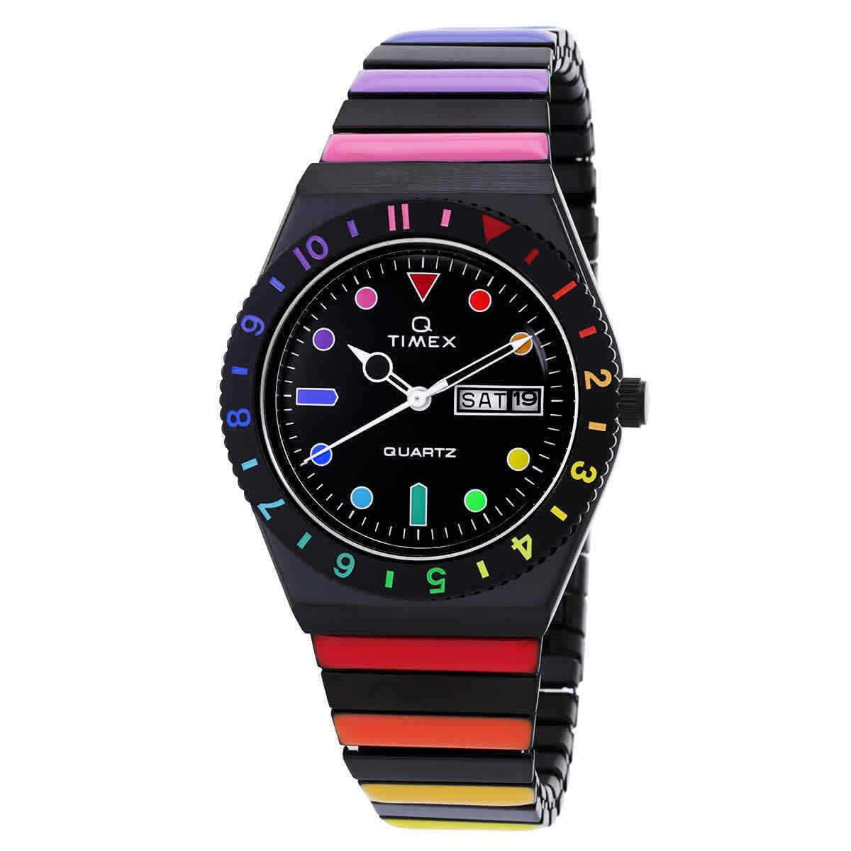 Timex Q Rainbow Quartz Black Dial Expansion Band Ladies Watch TW2V65900