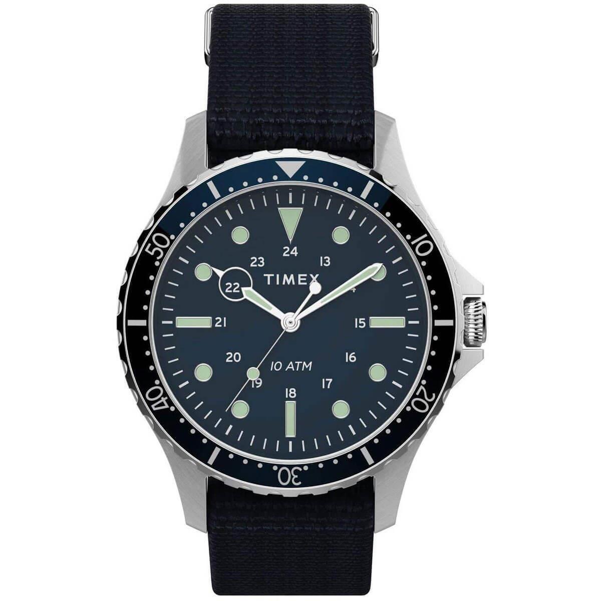 Timex Men`s Watch Navi XL Quartz Blue Dial Strap Solid Steel Case TW2T75400VQ