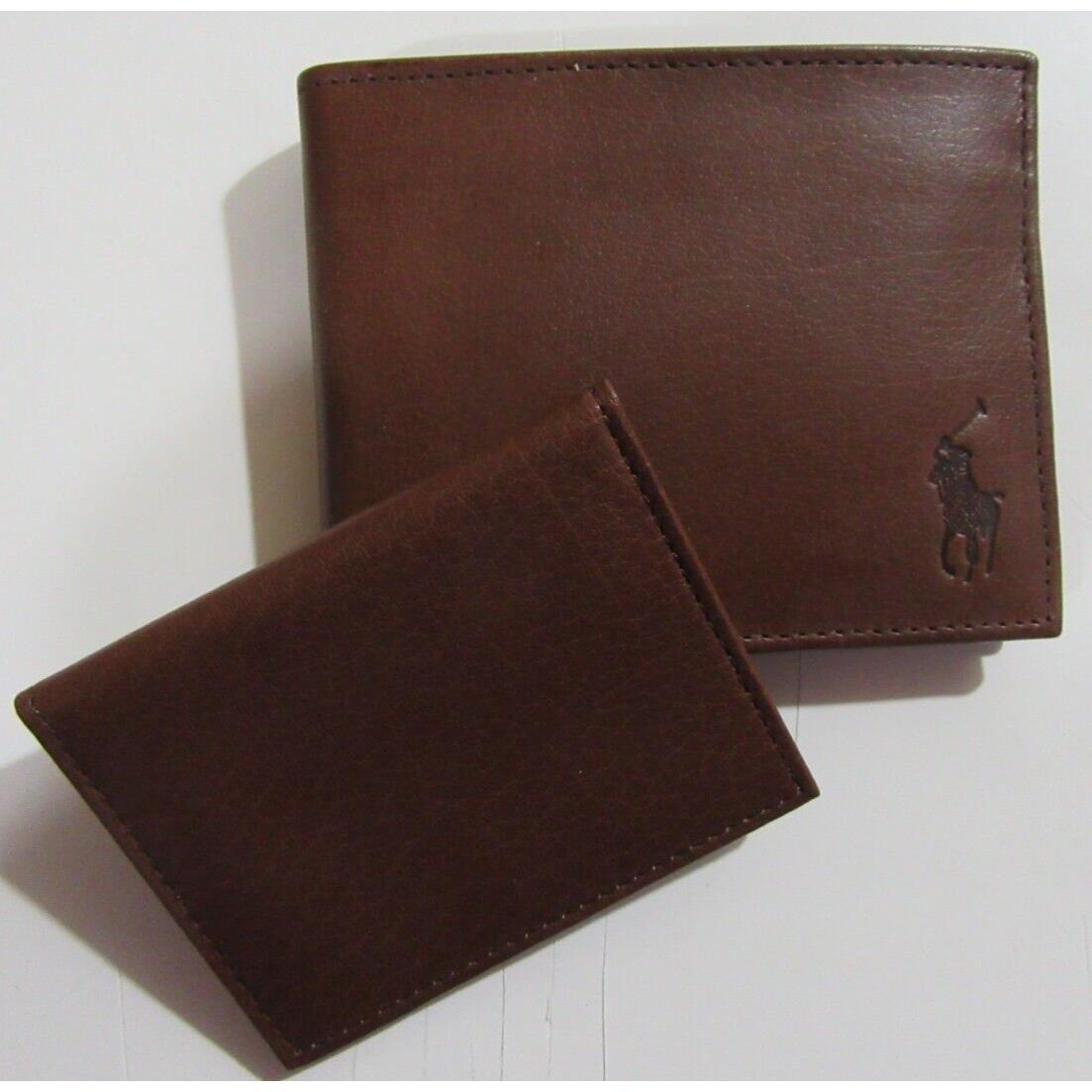 Polo Ralph Lauren Men`s Wallet Passcase Brown Removable Card Case w/ Box