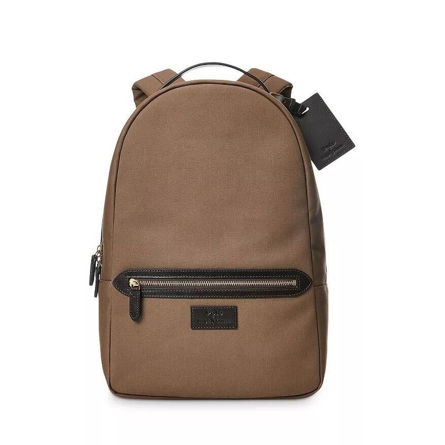 Polo Ralph Lauren Leather-trim Canvas Commuter Backpack Khaki