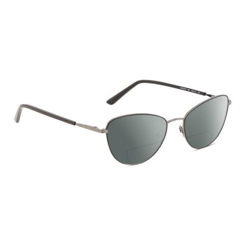 Calvin Klein CK20305 Cat Eye Polarized Bifocal Sunglasses in Black Gunmetal 53mm Grey