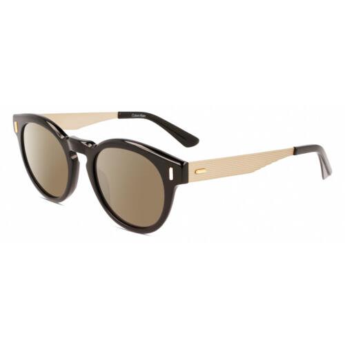 Calvin Klein CK21527S Unisex Round Polarized Sunglasses Black Gold 50mm 4 Option Amber Brown Polar