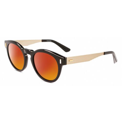 Calvin Klein CK21527S Unisex Round Polarized Sunglasses Black Gold 50mm 4 Option Red Mirror Polar