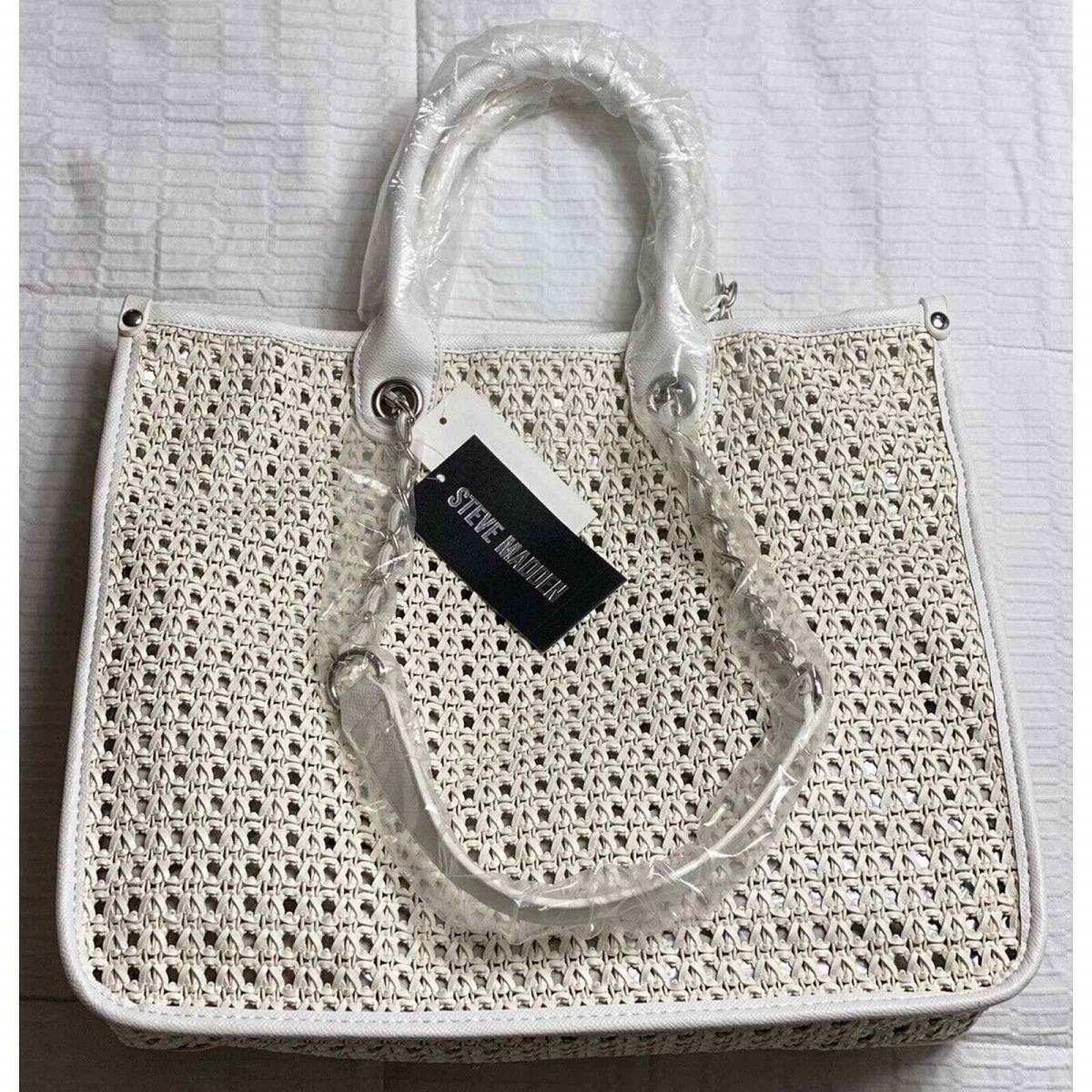 Steve Madden Stacey Tote White Silver Tag