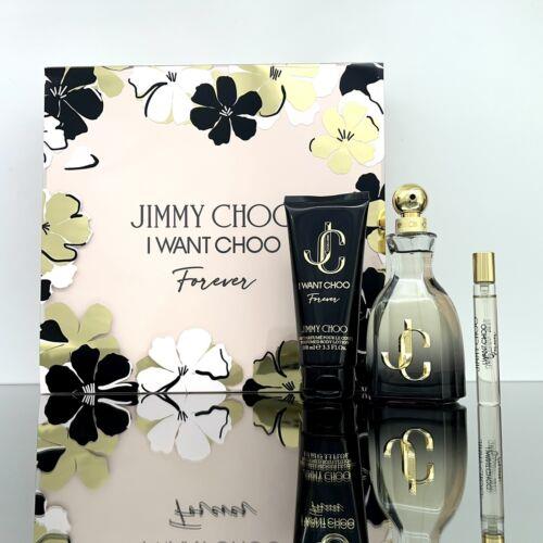 Jimmy Choo I Want Choo Forever Gift Set 3pc 0.25OZ Edp SPR+3.3OZ B/L+3.3OZ Edp