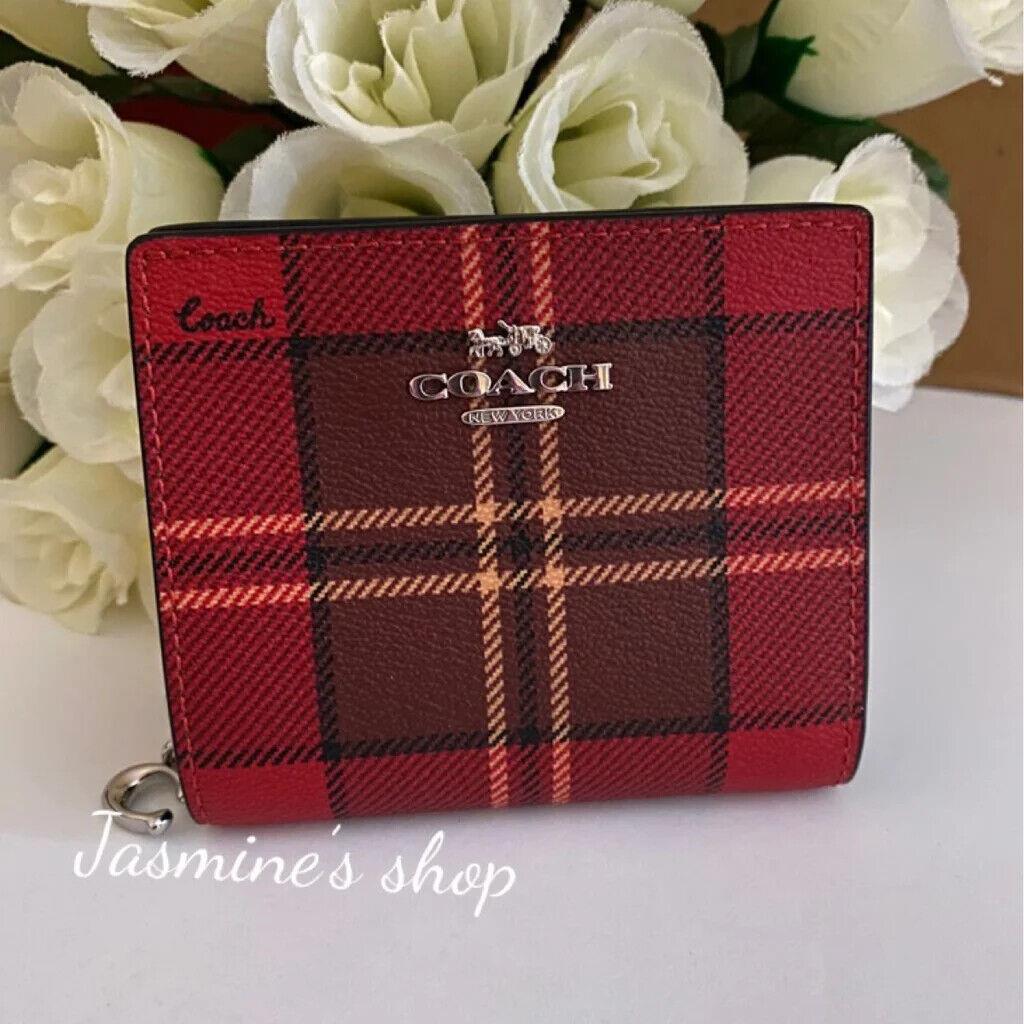 Coach Court Backpack with Tartan Plaid Print CC145+snap Wallet cc810 wallet cc810