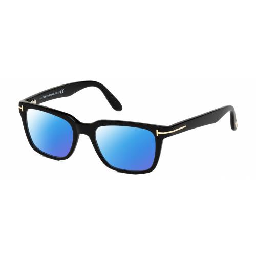 Tom Ford Caliber FT5304-001 Unisex Polarized Sunglasses Black Gold 54mm 4 Option Blue Mirror Polar