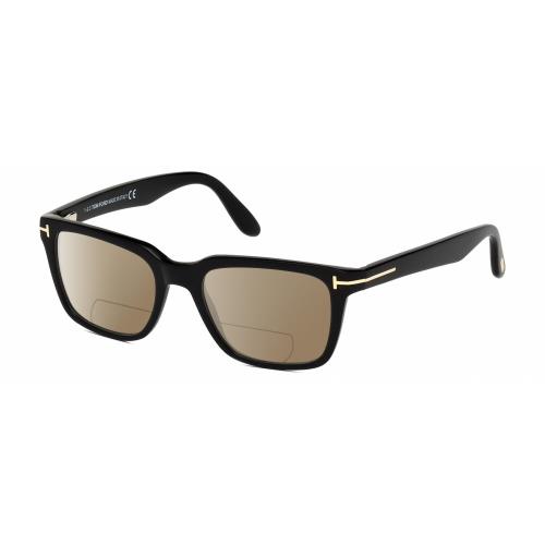 Tom Ford Caliber FT5304-001 Unisex Polarized Bifocal Sunglasses Black Gold 54 mm Brown