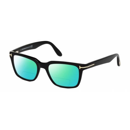 Tom Ford Caliber FT5304-001 Unisex Polarized Bifocal Sunglasses Black Gold 54 mm Green Mirror