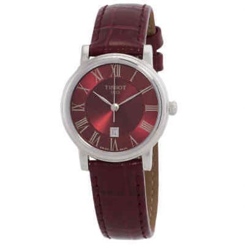 Tissot Carson Premium Quartz Red Dial Ladies Watch T122.210.16.373.00 - Dial: Red, Band: Red, Bezel: Silver-tone