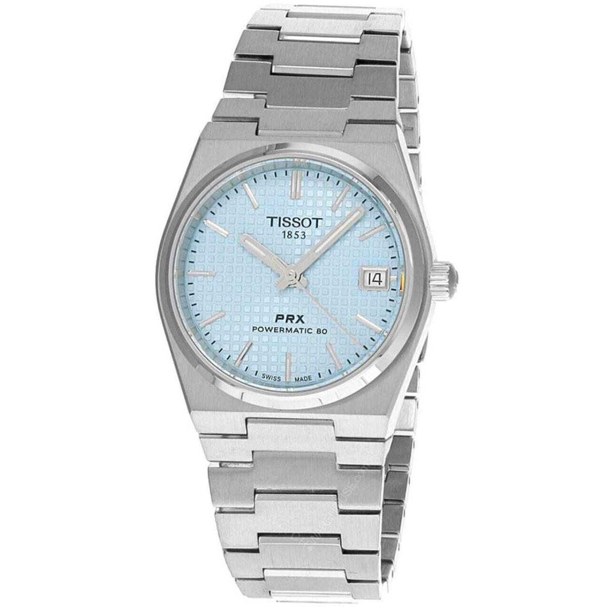 Tissot Prx Powermatic 80 35MM Ice Blue Dial SS Women`s Watch T137.207.11.351.00