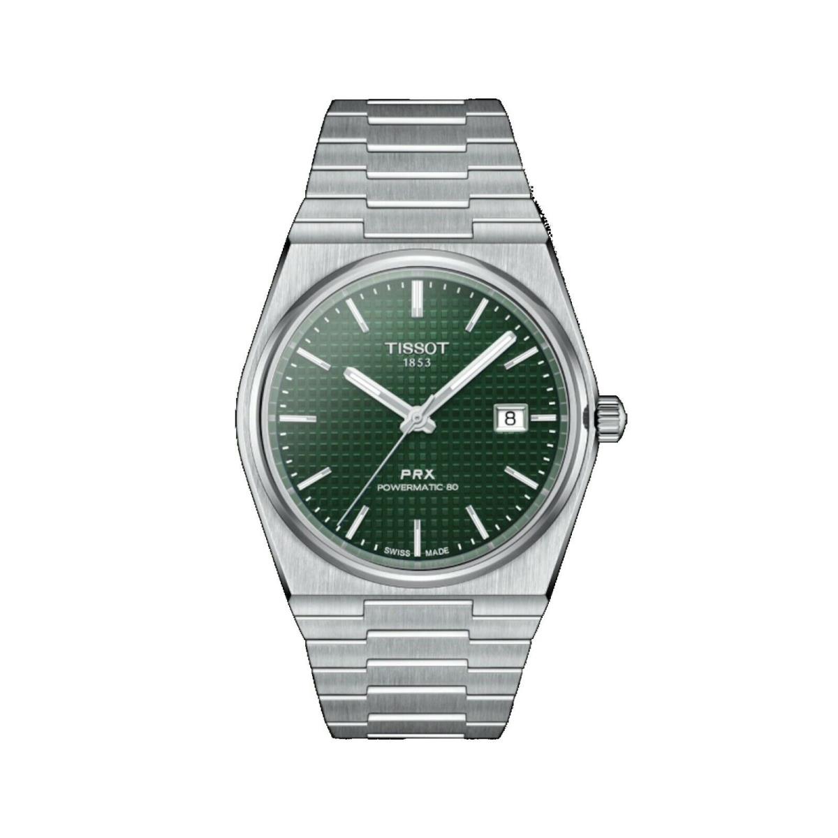 Tissot Men`s Prx Powermatic 80 Green Dial Auto Watch T1374071109100