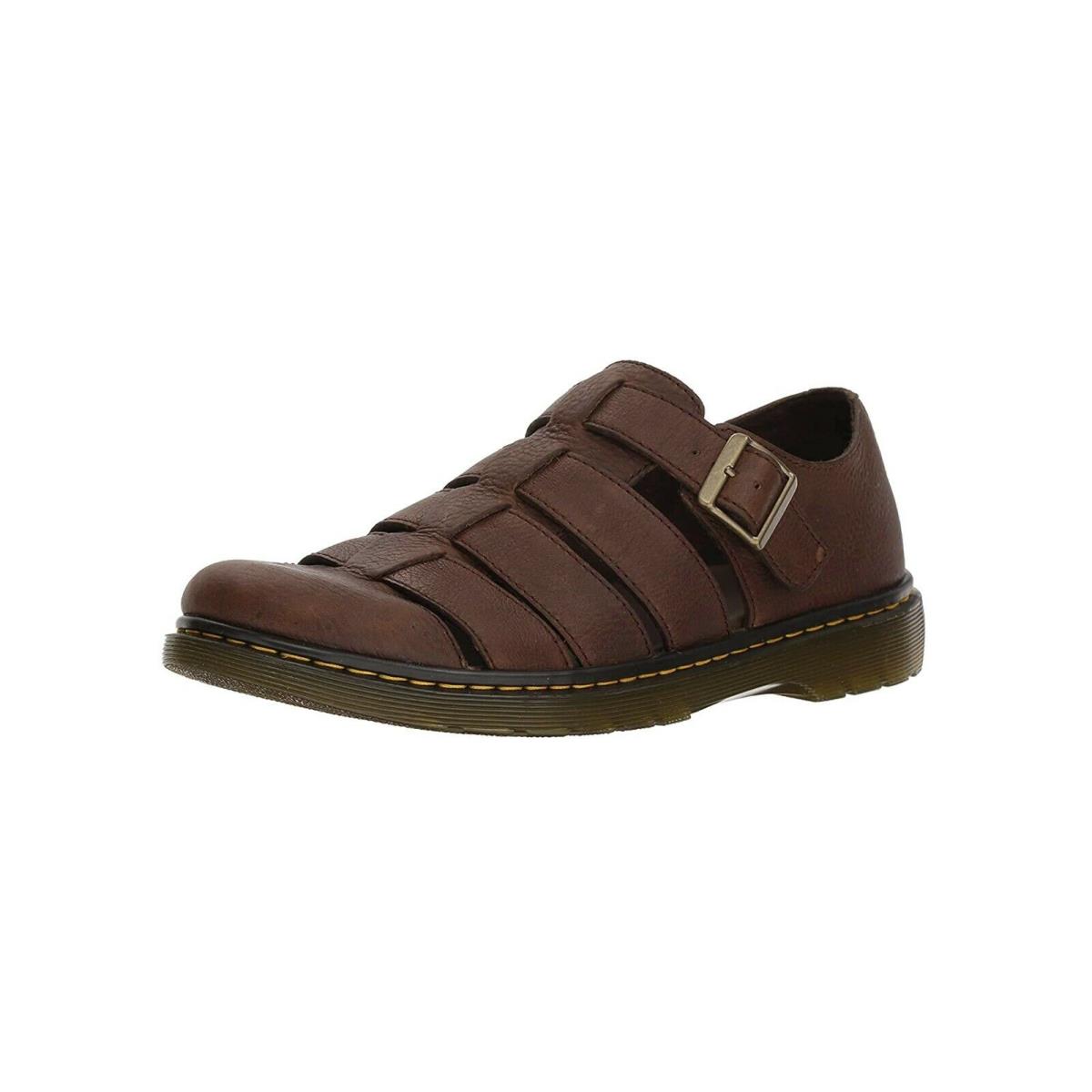 Dr Martens Fenton Dark Brown Grizzly Men`s Fisherman Closed Toe Sandals Shoes