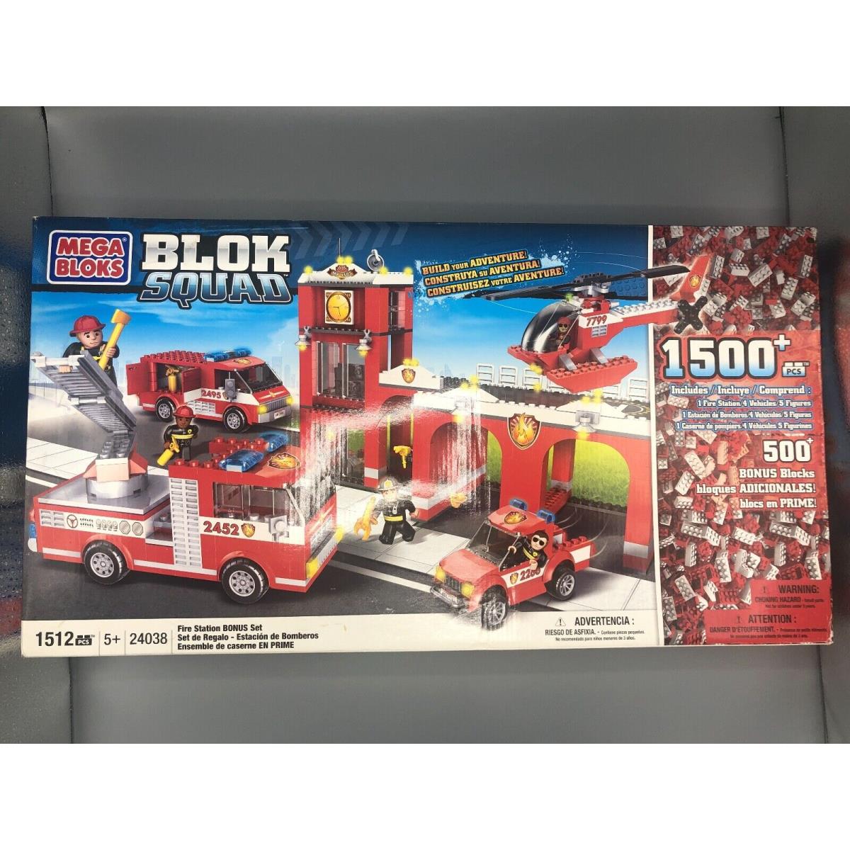 Mega Bloks Blok Squad 24038 Fire Station Fire Truck Copter 1500+Pc