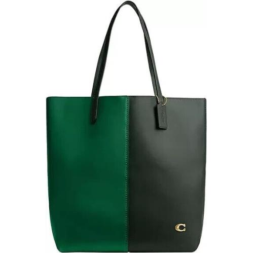 Coach CN423 Nomad Tote Colorblock Double Face Leather Large Green