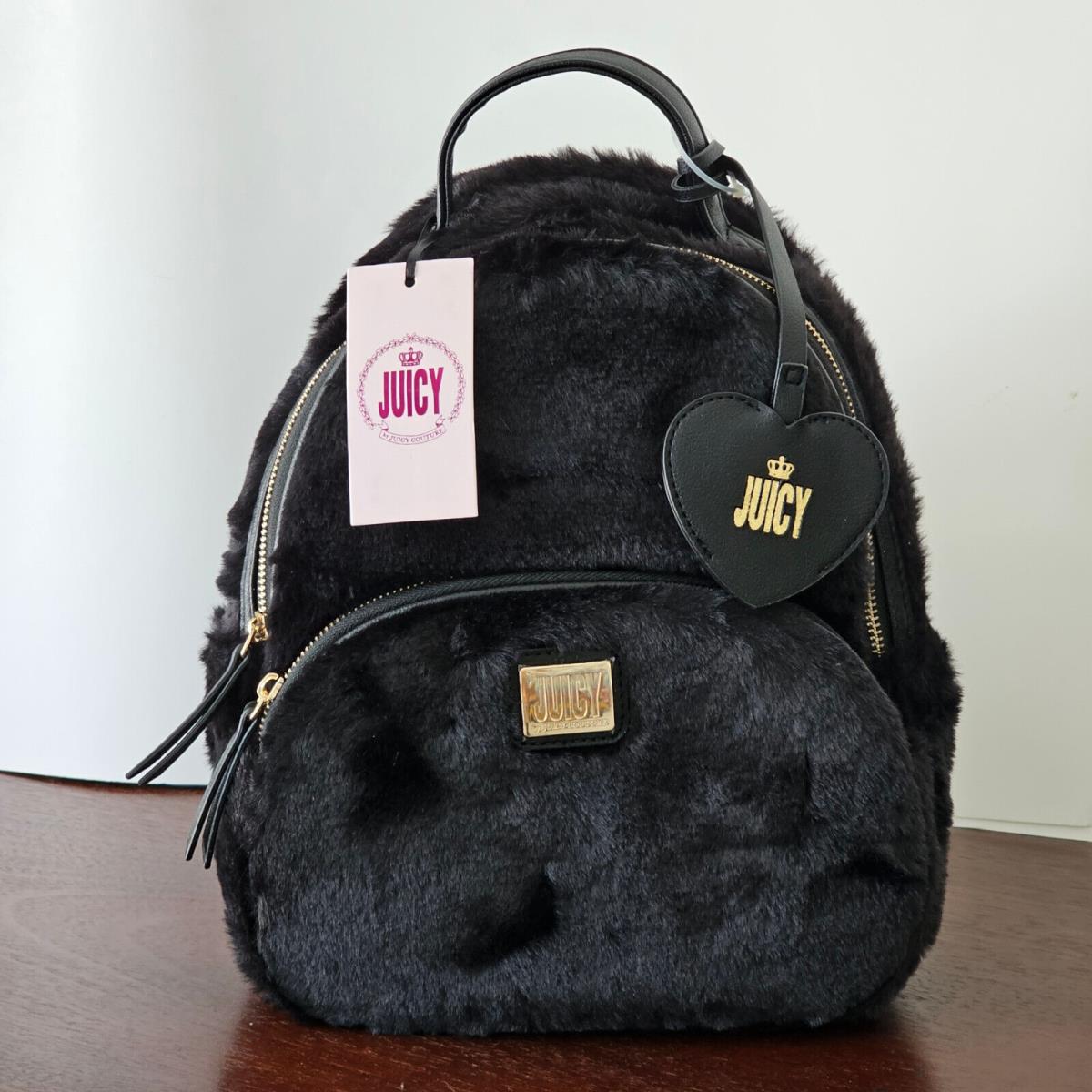 Juicy By Juicy Couture Fur Luxadelic Black Adjustable Straps Backpack