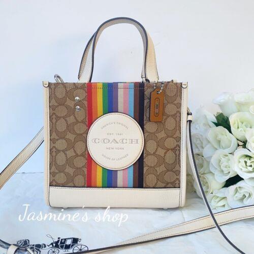 Coach Dempsey Tote 22 In Signature Jacquard with Rainbow Cj576