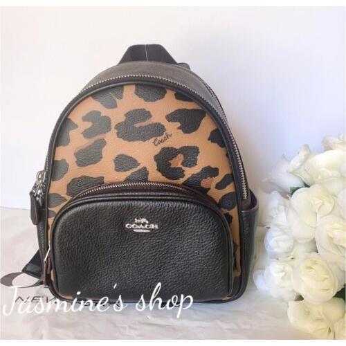 Coach Mini Court Backpack CC757 Leopard Print Light Saddle Signature/$428