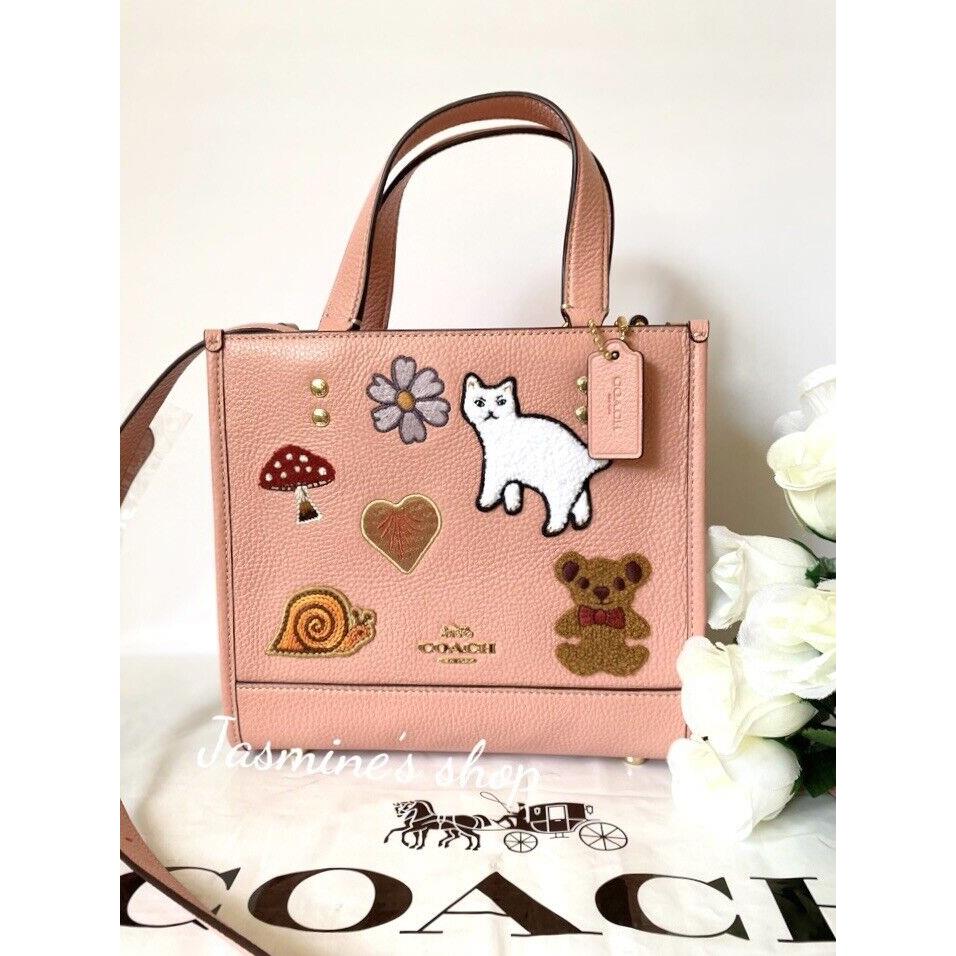 Coach CC421 Dempsey Tote 22 with Creature Patches Leather Candy Pink Multi