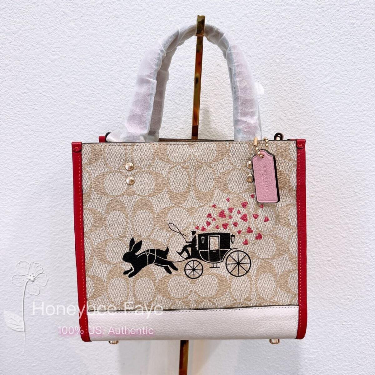 Coach Lunar Year Dempsey Tote 22 In Signature Canvas with Rabbit