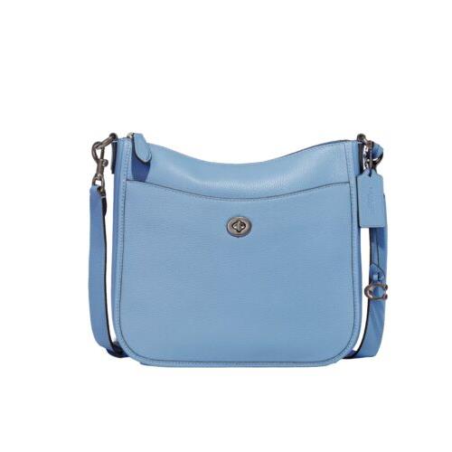 Coach Pebble Leather Chaise Crossbody Purse/handbag/blue/pool/nwt - Exterior: Blue, Handle/Strap: Blue