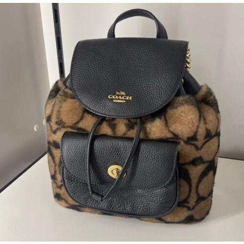 Coach X Jennifer Lopez Pennie Backpack 22 In Signature Shearling C6493