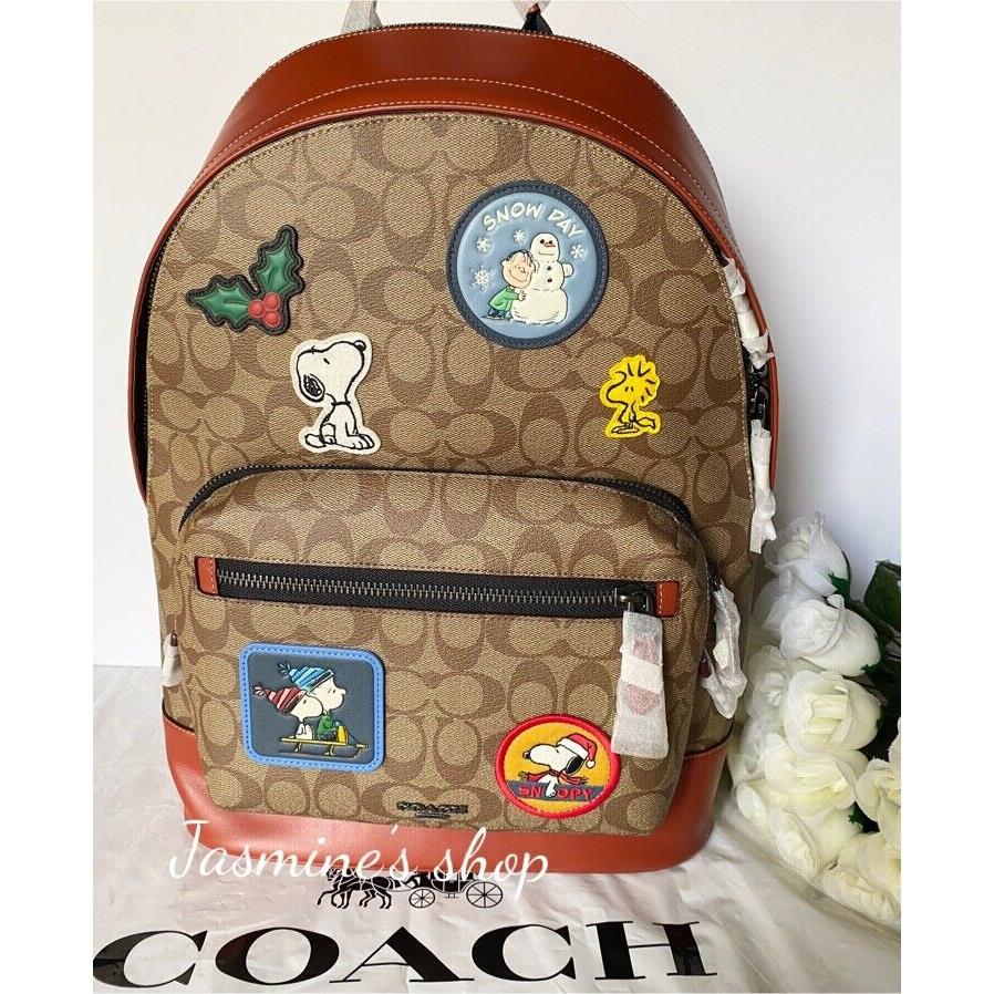 Coach X Peanuts West Backpack In Signature Canvas with Patches CE487