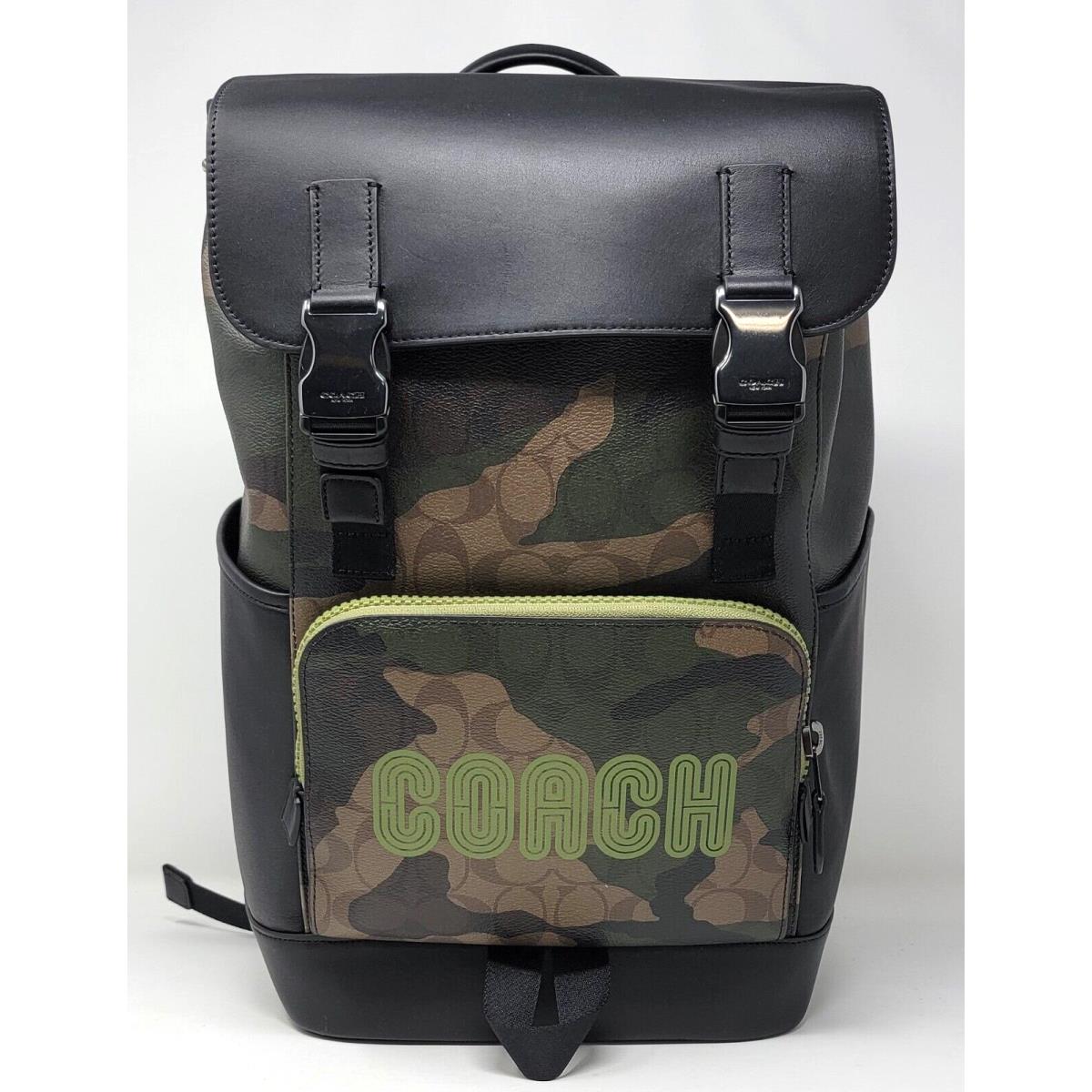 Coach Men s Signature Canvas with Camo Print Coach Patch Track Backpack CC016