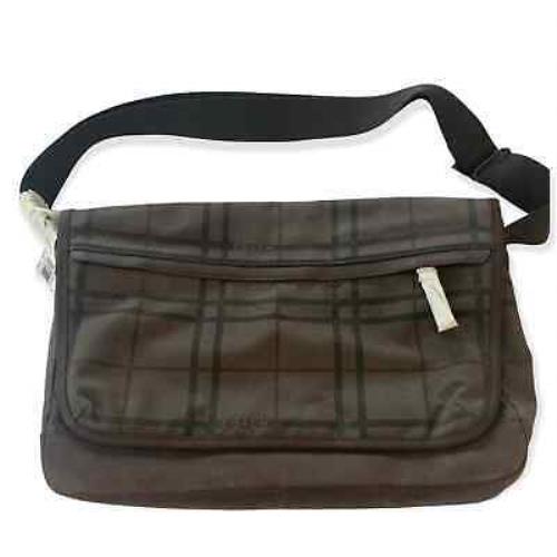 Coach Camden Plaid Canvas Leather Trim Messenger Bag Fatigue Multi/browni