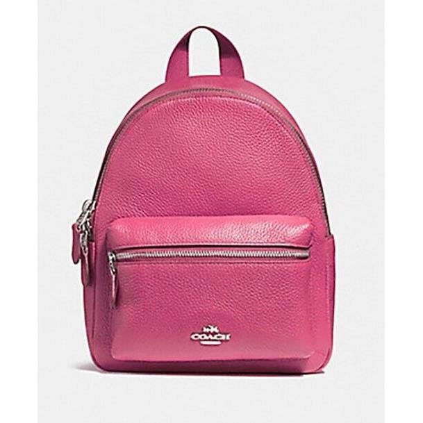 Coach F28995 Mini Charlie Backpack Pebble Leather Magenta Purse Very Cute