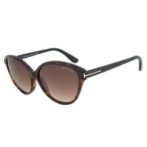 Tom Ford TF342 56F Shiny Havana Cat Eye Brown Gradient 55mm Women`s Sunglasses