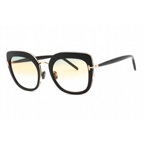 Tom Ford Women`s Sunglasses Black Cat Eye Frame Gradient Gold Lens FT0945 01B