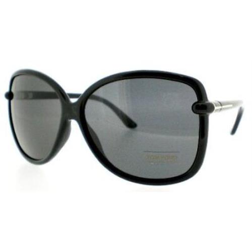 Tom Ford TF165 01A Shiny Black Square Gray 61-13-130mm Non-polarized Sunglasses