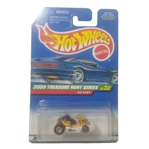 2000 Mattel Hot Wheels Treasure Hunt 6/12 White Gold Go Kart Collector 054