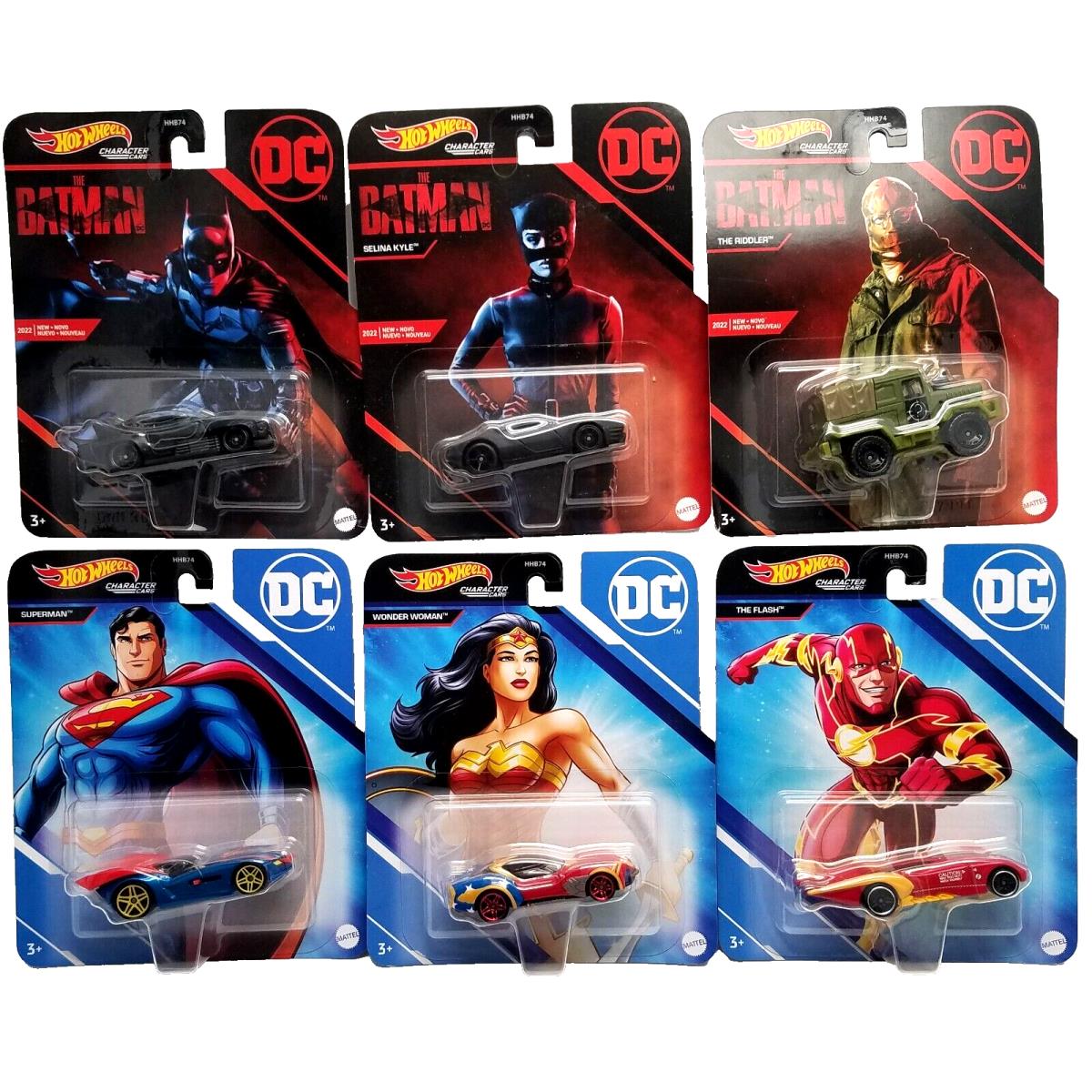 Hot Wheels DC Comics Character Cars Complete Set of 6 Superman The Flash+++
