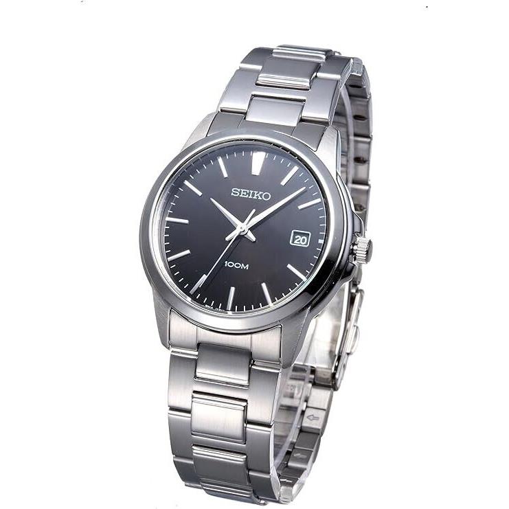 Seiko Men`s SGEF51 Stainless Stee Black Dial Quartz Bracelet Watch