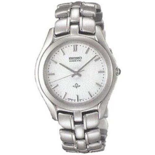 Men`s Seiko SLB001 Kinetic White Dial Stainless Steel Watch